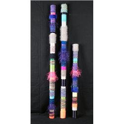 3 Colorful Art Totem Fabric Wrapped Sculptures