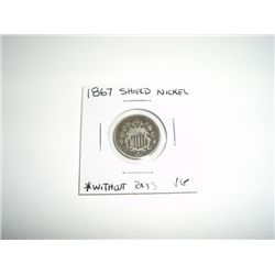 1867 Shield Nickel Nickel WITHOUT RAYS *VERY GOOD GRADE*!!