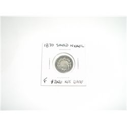 1870 Shield Nickel RARE KEY DATE *FINE GRADE - NICE COIN*!!