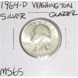 1964-D Washington Silver Quarter *RARE MS-65 HIGH GRADE - NICE COIN*!!