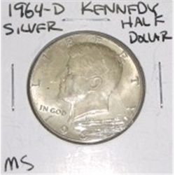 1964-D Kennedy Silver Half Dollar *RARE MS HIGH GRADE - NICE COIN*!!