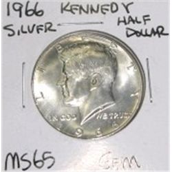 1966 Kennedy Silver Half Dollar *RARE MS-65 GEM HIGH GRADE - NICE COIN*!!