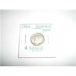 1964 Rooseve Silver Dime *PLEASE LOOK AT PICTURE TO DETERMINE GRADE - COIN OUT OF SAFE DEPOSIT BOX &