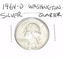 1964-D Washinton SILVER Quarter *PLEASE LOOK AT PICTURE TO DETERMINE GRADE - NICE COIN*!!