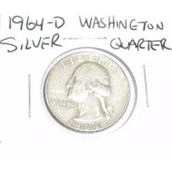 1964-D Washinton SILVER Quarter *PLEASE LOOK AT PICTURE TO DETERMINE GRADE - NICE COIN*!!