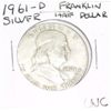Image 1 : 1961-D Franklin SILVER Half Dollar *RARE UNC HIGH GRADE - NICE COIN*!!