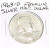 Image 1 : 1963-D Franklin SILVER Half Dollar *PLEASE LOOK AT PICTURE TO DETERMINE GRADE - NICE COIN*!!