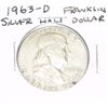 Image 1 : 1963-D Franklin SILVER Half Dollar *PLEASE LOOK AT PICTURE TO DETERMINE GRADE - NICE COIN*!!
