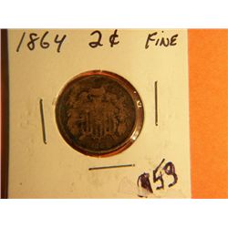 1864 2 CENT COPPER