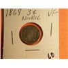 Image 1 : 1869 3 CENT NICKEL