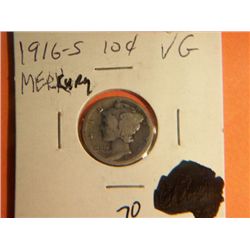 1916 S MERCURY DIME