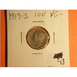 1917 S MERCURY DIME