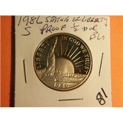 1986 S STATUE OF LIBERTY 1/2 DOLLAR