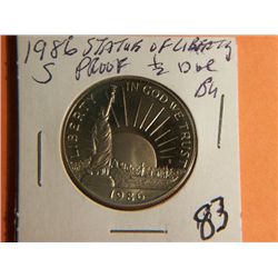 1986 S STATUE OF LIBERTY 1/2 DOLLAR