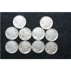 Buffalo Nickel, Various Dates & Conditions, Lot of 10