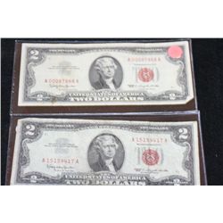 1963 United States Note $2, Red Seal, Lot of 2