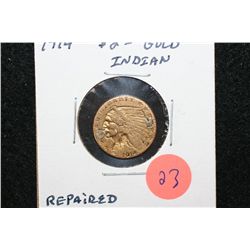 1914 Indian Chief $2 1/2 Gold Coin, Repaired