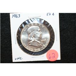 1963 Ben Franklin Half Dollar, UNC