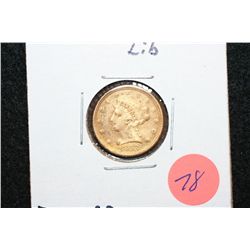 1853 Liberty $2 1/2 Gold Coin, Damaged
