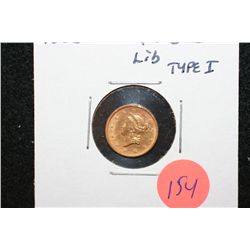 1852 Liberty $1 Gold Coin, Type I, Repaired
