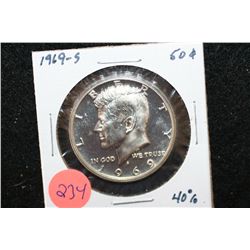 1969-S Kennedy Half Dollar, 40% Silver