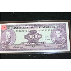 1995 Venezuela Diez Bolivares Foreign Bank Note