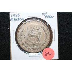 1958 Mexico Un Peso Foreign Coin