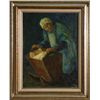 Image 1 : Chaim Goldberg, Woman with Child in Crib, Oil Painting