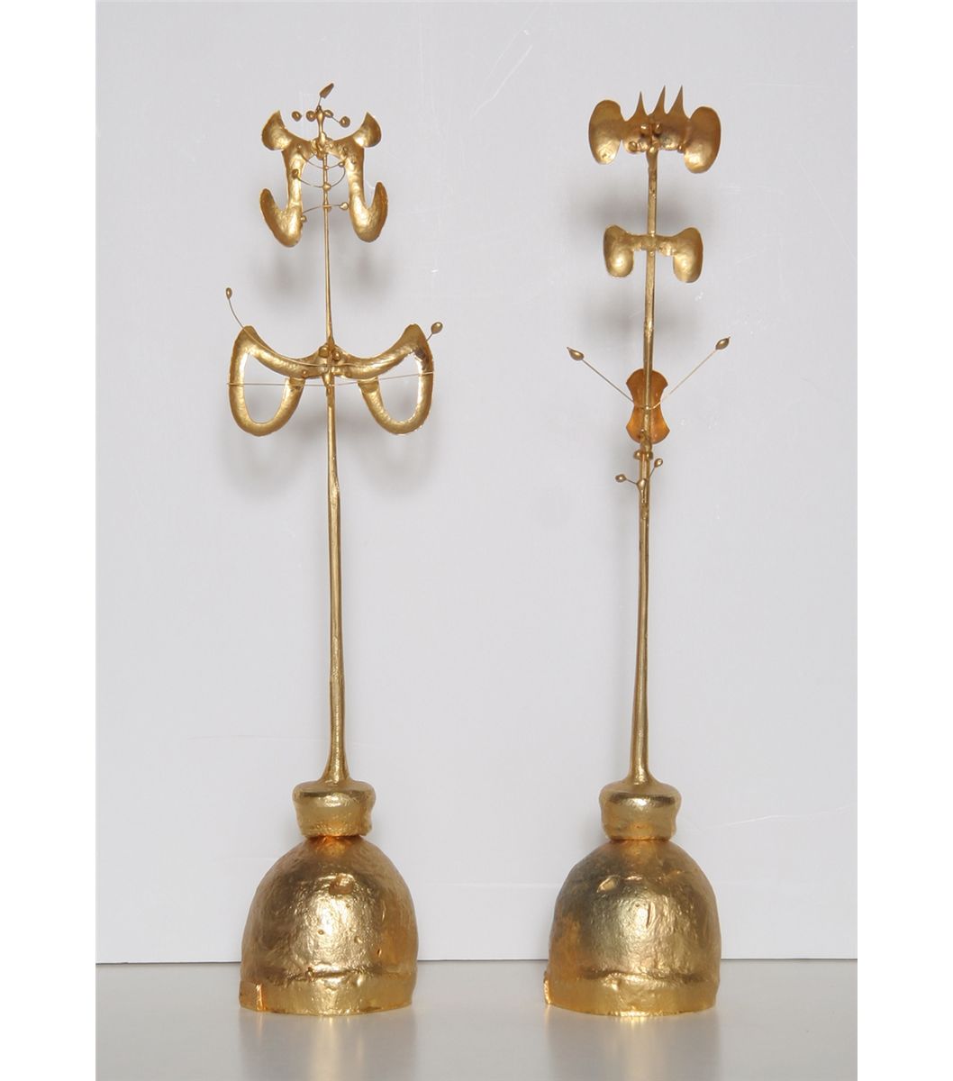 Roberto Matta Le Roi Et La Reine Gilt Bronze Sculpture