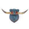 Image 1 : 19th Century shield back horn hat rack with original velour and trim showing great old patina, 16 1/