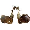 Image 1 : Star stamped Hercules bronze buffalo head spurs patent date 4 20 15, one spur with replaced rowel, i