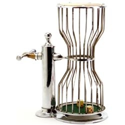 Good early counter top Chuck-A-Luck with original dice, 11  tall.