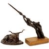 Image 1 : 2 very good bronzes the first by Bob Scriber entitled "Steer" 5" long, the second of Plains piece pi