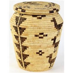 C. 1960's Papago lidded basket with geometric and animal effigys showing some rub and loss, 15  over