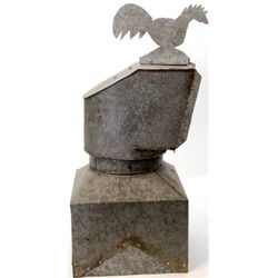 Galvanized barn cupola with rooster silhouette at the top, overall very good condition, 41" tall.