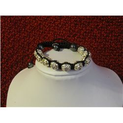 Silver Black Colored Crystal Bracelet