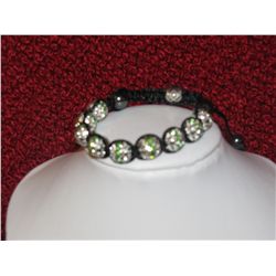 Silver Green Colored Crystal Bracelet
