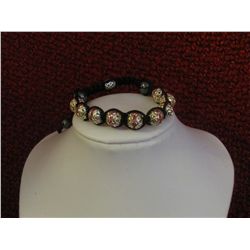Pink Silver Colored Crystal Bracelet