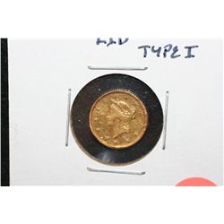 1853 Liberty $1 Gold Coin, Type I, Repaired
