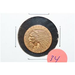 1915 Indian Chief $2 1/2 Gold Coin, Repaired