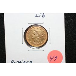 1878 Liberty $2 1/2 Gold Coin, Repaired