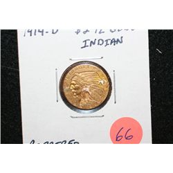 1914-D Indian Chief $2 1/2 Gold Coin, Repaired