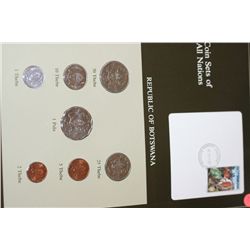 Republic of Botswana; Coin Sets of All Nations W/Stamp Dated 1987