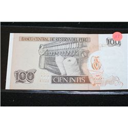 1987 Peru Cien Intis Foreign Bank Note