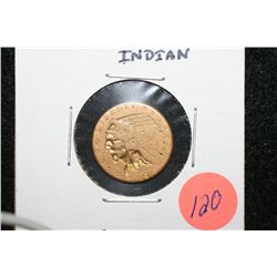 1915 Indian Chief $2 1/2 Gold Coin, Repaired