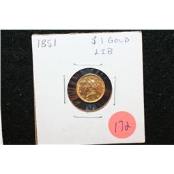1851 Liberty $1 Gold Coin