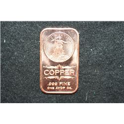 2012 Copper Ingot, .999 Fine 1 Oz.