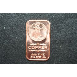 2012 Copper Ingot, .999 Fine 1 Oz.