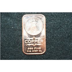 2012 Copper Ingot, .999 Fine 1 Oz.