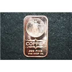 2012 Copper Ingot, .999 Fine 1 Oz.